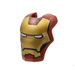 Minifigure, Visor Top Hinge Large with Gold Face Shield, White Eyes, Black Trim on Cheeks Pattern (Iron Man Mark 3 / 4 / 6 / 7)