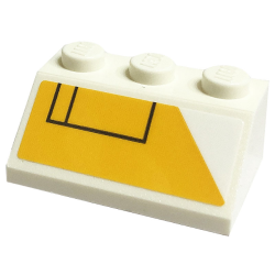 Slope 45 2 x 3 with Yellow Background and White Triangle Cutout with Two Black Rectangles Pattern Model Left Side (Sticker) - Set 75290