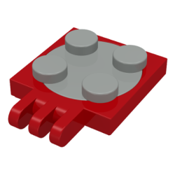 Turntable 2 x 2 Plate with Hinge with 3 Fingers with Light Gray Top (251 / 3679) - Red Turntable 2 x 2 Plate with Hinge with 3 Fingers with Light Gray Top (251 / 3679) - Red