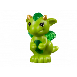Dragon, Elves, Baby with Molded Trans-Green Stomach, Spines, and Wings and Printed Gold Horns Pattern (Floria) Dragon, Elves, Baby with Molded Trans-Green Stomach, Spines, and Wings and Printed Gold Horns Pattern (Floria)