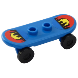 Minifigure, Utensil Skateboard Deck with City Skyline Sunset Pattern (Stickers) with Black Wheels (42511pb01 / 2496) - Set 7641