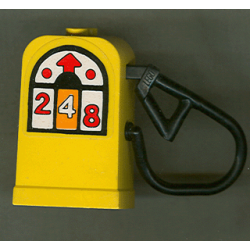 Fabuland Gas / Fuel Pump with Fixed Black Hose with White Fuel Display, Red Arrow, Dots and Numbers 2, 4 and 8 Pattern Model Left Side (Sticker) - Sets 3670 / 3675 Fabuland Gas / Fuel Pump with Fixed Black Hose with White Fuel Display, Red Arrow, Dots and Numbers 2, 4 and 8 Pattern Model Left Side (Sticker) - Sets 3670 / 3675