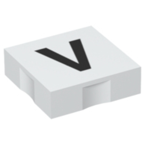 Деталь LEGO 6309pb040 Duplo, Tile 2 x 2 with Black Capital Letter V Pattern