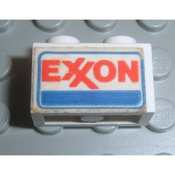 Brick 1 x 2 with Exxon Logo Pattern on Both Sides (Stickers) - Set 6375-2 Brick 1 x 2 with Exxon Logo Pattern on Both Sides (Stickers) - Set 6375-2