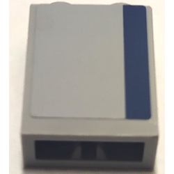 Brick 1 x 2 x 2 with Inside Axle Holder with Dark Blue Stripe on Light Bluish Gray Background Pattern on Both Sides (Stickers) - Set 8128 Brick 1 x 2 x 2 with Inside Axle Holder with Dark Blue Stripe on Light Bluish Gray Background Pattern on Both Sides (Stickers) - Set 8128