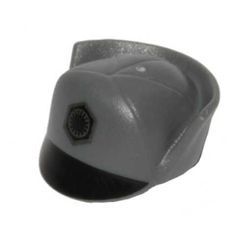 Деталь LEGO 20954pb02 Minifigure, Headgear Cap, SW First Order Officer with Black First Order Insignia and Black Flap Pattern - Dark Bluish Gray