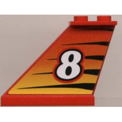 Tail 4 x 1 x 3 with White Number 8 on Tiger Stripes Background Pattern Model Left Side (Sticker) - Set 8229