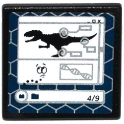 Road Sign 2 x 2 Square with Open O Clip with Indominus rex Silhouette, DNA Double Helix and '4/9' on Computer Screen Pattern (Sticker) - Set 75919 Road Sign 2 x 2 Square with Open O Clip with Indominus rex Silhouette, DNA Double Helix and '4/9' on Computer Screen Pattern (Sticker) - Set 75919