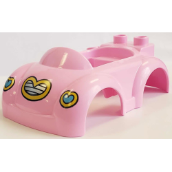 Duplo Car Body with 2 Studs on Back, Small Windshield and Hitch with Heart Headlights and Grille Pattern Duplo Car Body with 2 Studs on Back, Small Windshield and Hitch with Heart Headlights and Grille Pattern