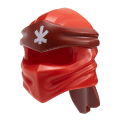 Minifigure, Headgear Ninjago Wrap Type 4 with Molded Dark Red Headband and Printed White Ninjago Logogram Letter K Pattern
