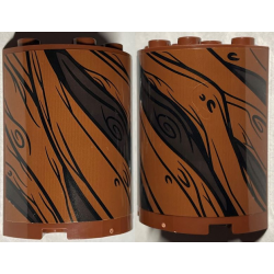Cylinder Half 2 x 4 x 4 with Black and Dark Brown Tree Bark Lines Pattern (Sticker) - Set 76407 Cylinder Half 2 x 4 x 4 with Black and Dark Brown Tree Bark Lines Pattern (Sticker) - Set 76407