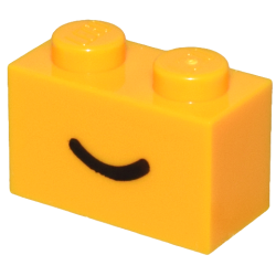 Brick 1 x 2 with Black Smile Curved Line Pattern - Bright Light Orange