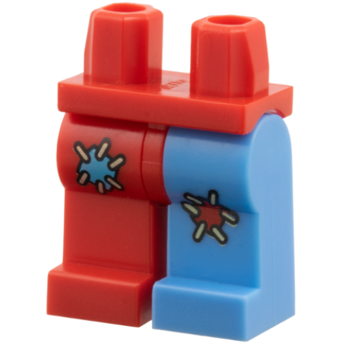 Деталь LEGO 970d11pb01 Hips and 1 Medium Blue Left Leg with Red Patch, 1 Red Right Leg with Medium Blue Patch Pattern