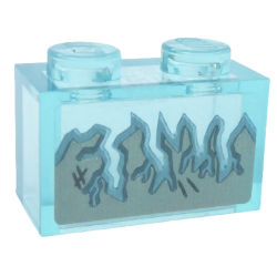 Brick 1 x 2 without Bottom Tube with Light Bluish Gray Worn Metal Surface and Metallic Light Blue Crystals Pattern (Sticker) - Set 76169