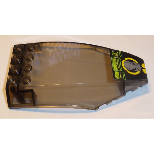 Деталь LEGO 45705pb025 Windscreen 10 x 6 x 2 Curved with Alien and Screen Pattern (Sticker) - Set 8108
