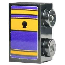 Brick 1 x 2 with Book Spine, Bright Light Orange and Dark Purple Stripes, Black Lines and Crystal Ball Pattern (Sticker) - Set 76410