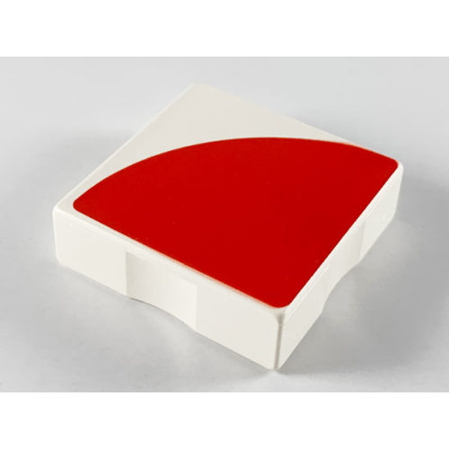 Деталь LEGO 6309p0w Duplo, Tile 2 x 2 with Shape Red Quarter Circle Pattern