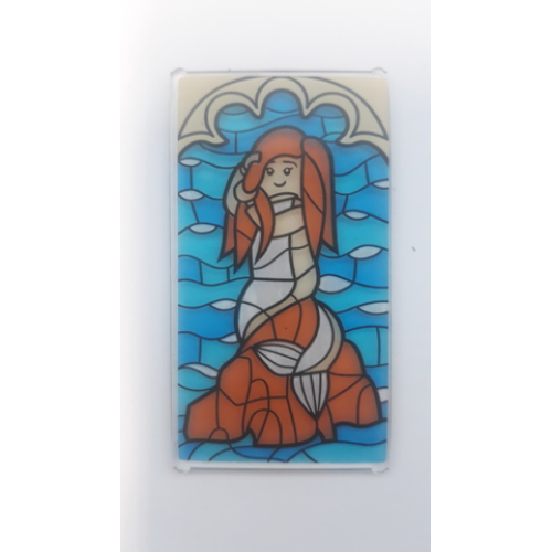 Деталь LEGO 57895pb063 Glass for Window 1 x 4 x 6 with Stained Glass Mermaid Sitting on Rock Pattern (Sticker) - Set 75948