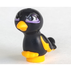 Bird, Friends Style, Feet Joined with Molded Bright Light Orange Beak, Feathers and Toes and Printed Bright Light Yellow Eyes, Dark Silver Eyebrows and Medium Lavender Eye Shadow Pattern (Disney Diablo)