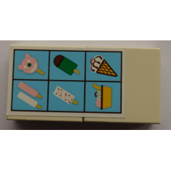 Stickered Assembly 4 x 2 with Six Ice Creams Pattern (Sticker) - Set 6414 - 2 Tile 2 x 2 Stickered Assembly 4 x 2 with Six Ice Creams Pattern (Sticker) - Set 6414 - 2 Tile 2 x 2