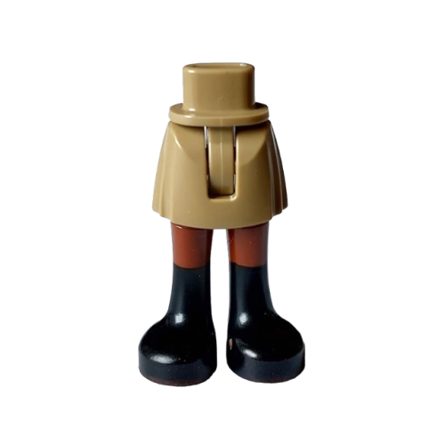 Деталь LEGO 35216ac00pb013 Mini Doll Hips and Skirt with Molded Reddish Brown Legs and Printed Black Boots Pattern - Thin Hinge