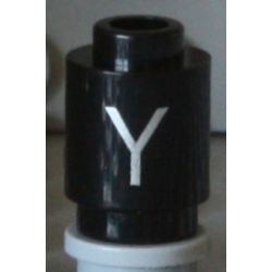 Brick, Round 1 x 1 with Silver Capital Letter Y Pattern Brick, Round 1 x 1 with Silver Capital Letter Y Pattern