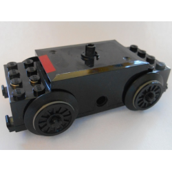 Electric, Train Motor 9V RC Train with Red Stripe Pattern with Black Axles and Wheels (x1688pb01 / 3706 / 55423c01)