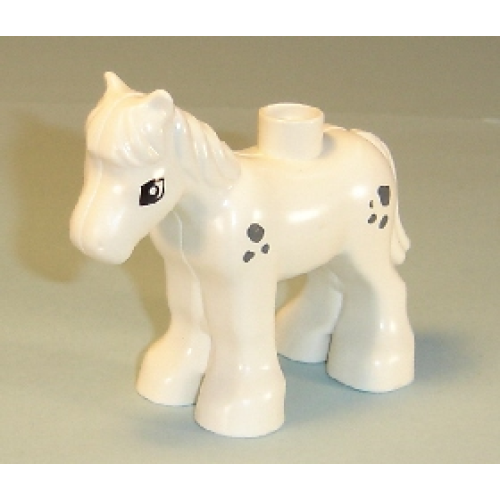 Деталь LEGO horse03c01pb03 Duplo Horse Baby Foal Pony with Small Dark Bluish Gray Spots