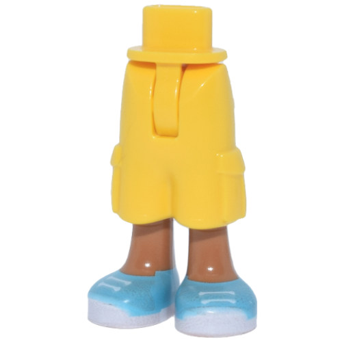 Деталь LEGO 35216bc00pb004 Mini Doll Hips and Trousers Cropped Large Pockets with Molded Medium Nougat Legs and Printed Medium Azure Shoes with White Laces and Soles Pattern - Thin Hinge