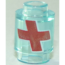 Brick, Round 1 x 1 with Red Cross with White Outline Pattern (Overwatch Health Pack)