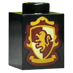 Brick 1 x 1 with Bright Light Orange, Bright Light Yellow and Dark Red Gryffindor House Lion Crest Pattern