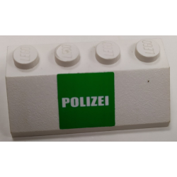 Slope 45 2 x 4 with White 'POLIZEI' on Green Background Pattern (Sticker) - Set 7237