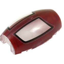 Windscreen 10 x 6 x 3 Bubble Canopy Double Tapered with Square Front Cutout with Dark Red, Black and Light Bluish Gray Republic Gunship Dual Cockpit Frame Pattern