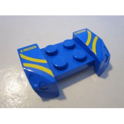 Vehicle, Mudguard 2 x 4 with Headlights Overhang with Yellow Stripes and 'KYOTO' on Blue Background Pattern on Both Sides (Stickers) - Set 8495