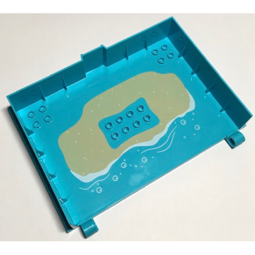 Деталь LEGO 65196pb03 Container, Book Cover Half, 16 x 12 x 2 2/3 (Storybook Adventures) with Tan Sand Background with Waves and Bubbles Pattern
