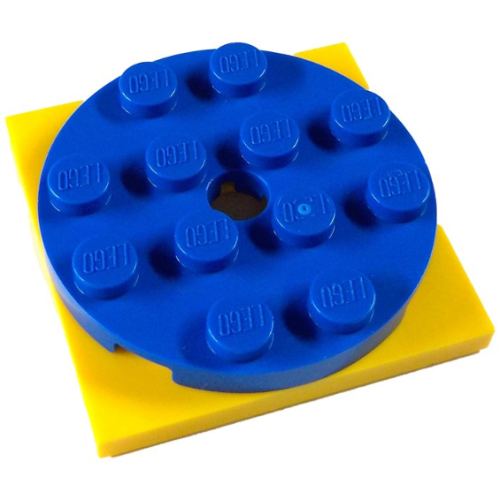 Деталь LEGO 60474c04 Turntable 4 x 4 x 2/3 with Yellow Square Base, Free-Spinning (60474 / 61485) - Blue