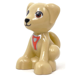 Dog, Friends Style, Labrador / Labradoodle, Sitting with Black Nose and Mouth, Reddish Brown Eyes and Silver Heart Pattern (Guide Dog) Dog, Friends Style, Labrador / Labradoodle, Sitting with Black Nose and Mouth, Reddish Brown Eyes and Silver Heart Pattern (Guide Dog)