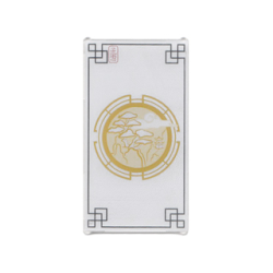 Glass for Window 1 x 4 x 6 with Asian Style Black Border and Gold Mountain with Trees Pattern