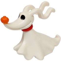 Dog, Disney with Molded Red Collar and Printed Black Eyes and Orange Pumpkin Nose Pattern (Zero)