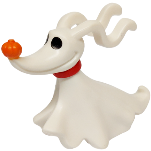 Деталь LEGO 109574pb01 Dog, Disney with Molded Red Collar and Printed Black Eyes and Orange Pumpkin Nose Pattern (Zero)