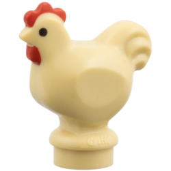 Chicken, Narrow Base with Black Eyes and Red Comb and Wattle Pattern - Dark Tan Chicken, Narrow Base with Black Eyes and Red Comb and Wattle Pattern - Dark Tan