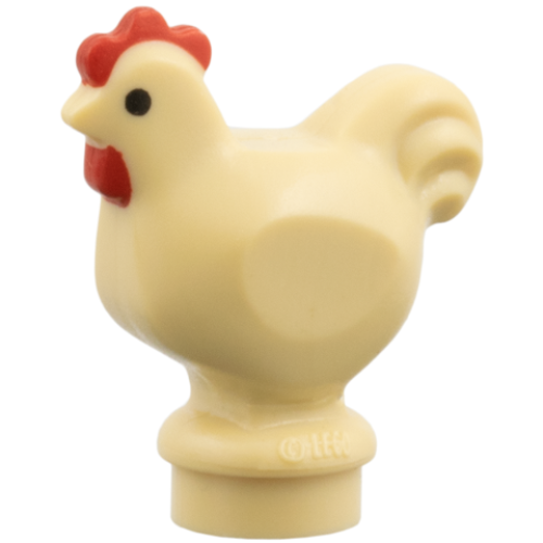 Деталь LEGO 95342pb01 Chicken, Narrow Base with Black Eyes and Red Comb and Wattle Pattern - Dark Tan