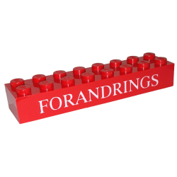 Brick 2 x 8 with White 'FORANDRINGS' Pattern Brick 2 x 8 with White 'FORANDRINGS' Pattern