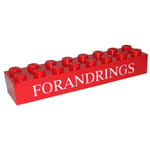 Деталь LEGO 3007pb17 Brick 2 x 8 with White 'FORANDRINGS' Pattern