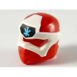 Minifigure, Headgear Ninjago Wrap Type 6 with Molded White Mask and Printed Medium Azure Ninjago Logogram Letter K on Black Background Pattern Minifigure, Headgear Ninjago Wrap Type 6 with Molded White Mask and Printed Medium Azure Ninjago Logogram Letter K on Black Background Pattern