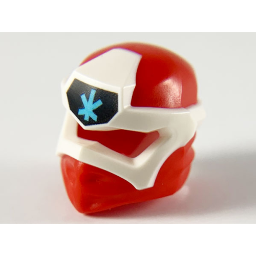 Деталь LEGO 65072pb03 Minifigure, Headgear Ninjago Wrap Type 6 with Molded White Mask and Printed Medium Azure Ninjago Logogram Letter K on Black Background Pattern