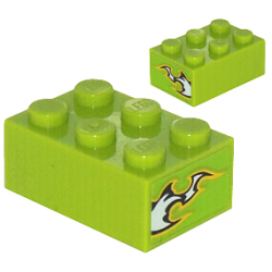 Brick 2 x 3 with Black and White Flame Pattern on Both Ends (Stickers) - Set 8302 Brick 2 x 3 with Black and White Flame Pattern on Both Ends (Stickers) - Set 8302