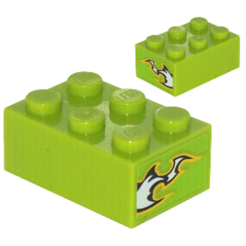 Деталь LEGO 3002pb20 Brick 2 x 3 with Black and White Flame Pattern on Both Ends (Stickers) - Set 8302