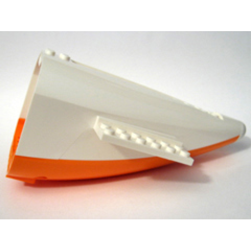 Деталь LEGO 54701c03 Aircraft Fuselage Aft Section Curved with Fixed Orange Base and White Hard Rubber Tip