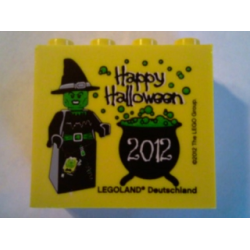 Brick 2 x 4 x 3 with Legoland Deutschland Halloween 2012 and Cooking Witch Pattern